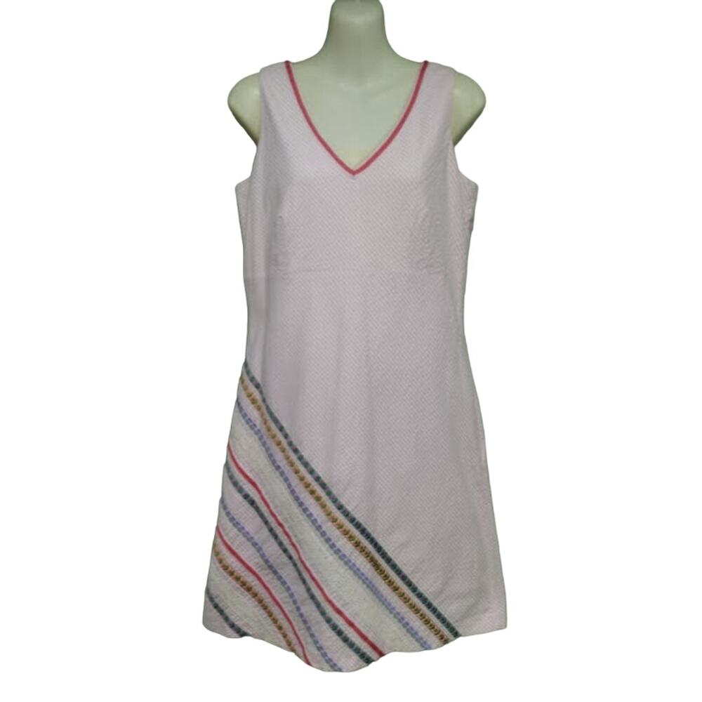 Garnet Hill Summer Dress with Ribbon and‎ Lace Detail, Pink Multi, Size 4